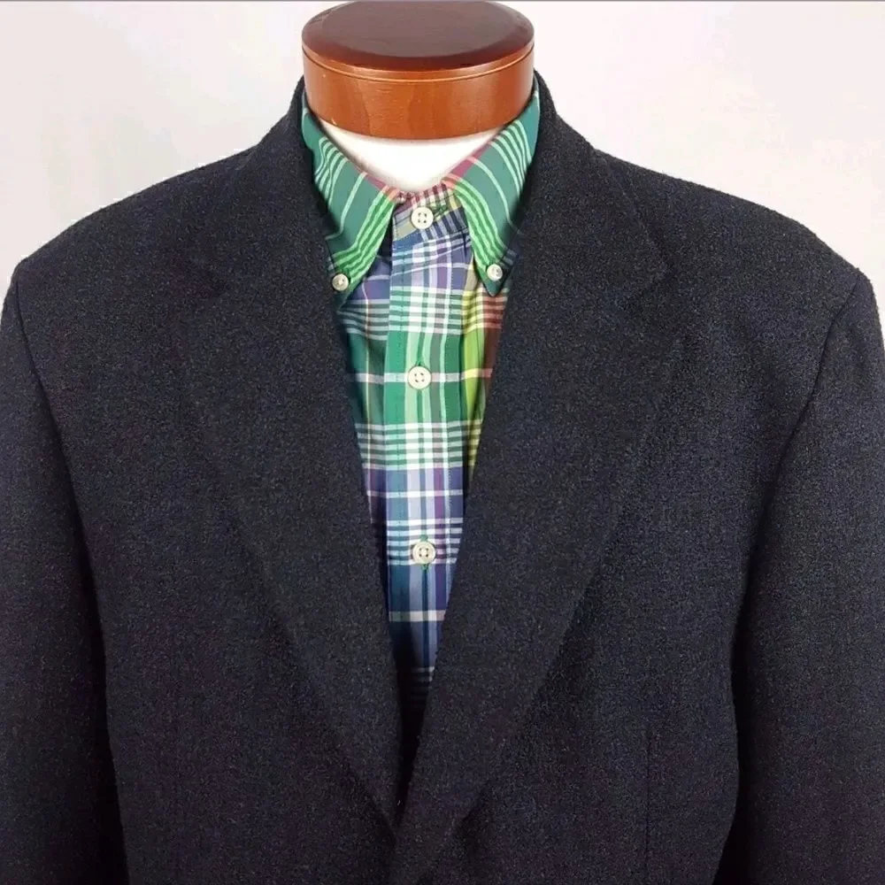Hugo Boss Men's Blazer Size 42L Sunderland Dark Gray Lined 3 Button Virgin Wool